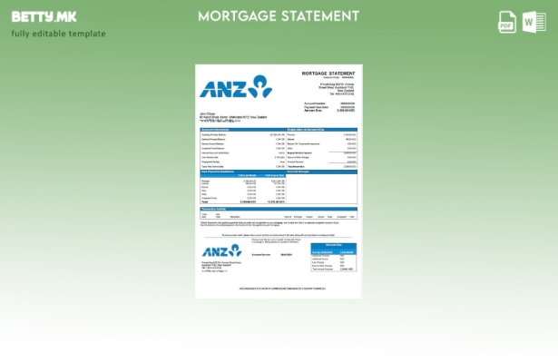 модерен стил Извештај за хипотека на Нов Зеланд ANZ Bank Шаблон за Word и PDF